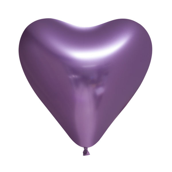 chrome paarse hartjes ballonnen
