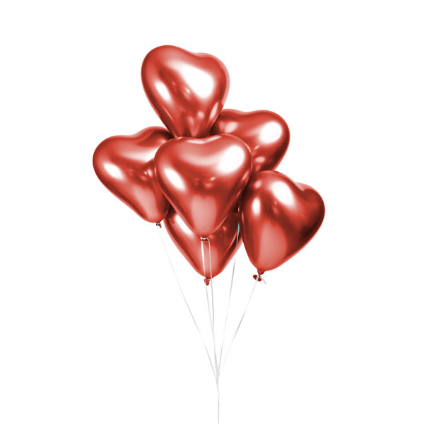 tros chrome rode hartjes ballonnen
